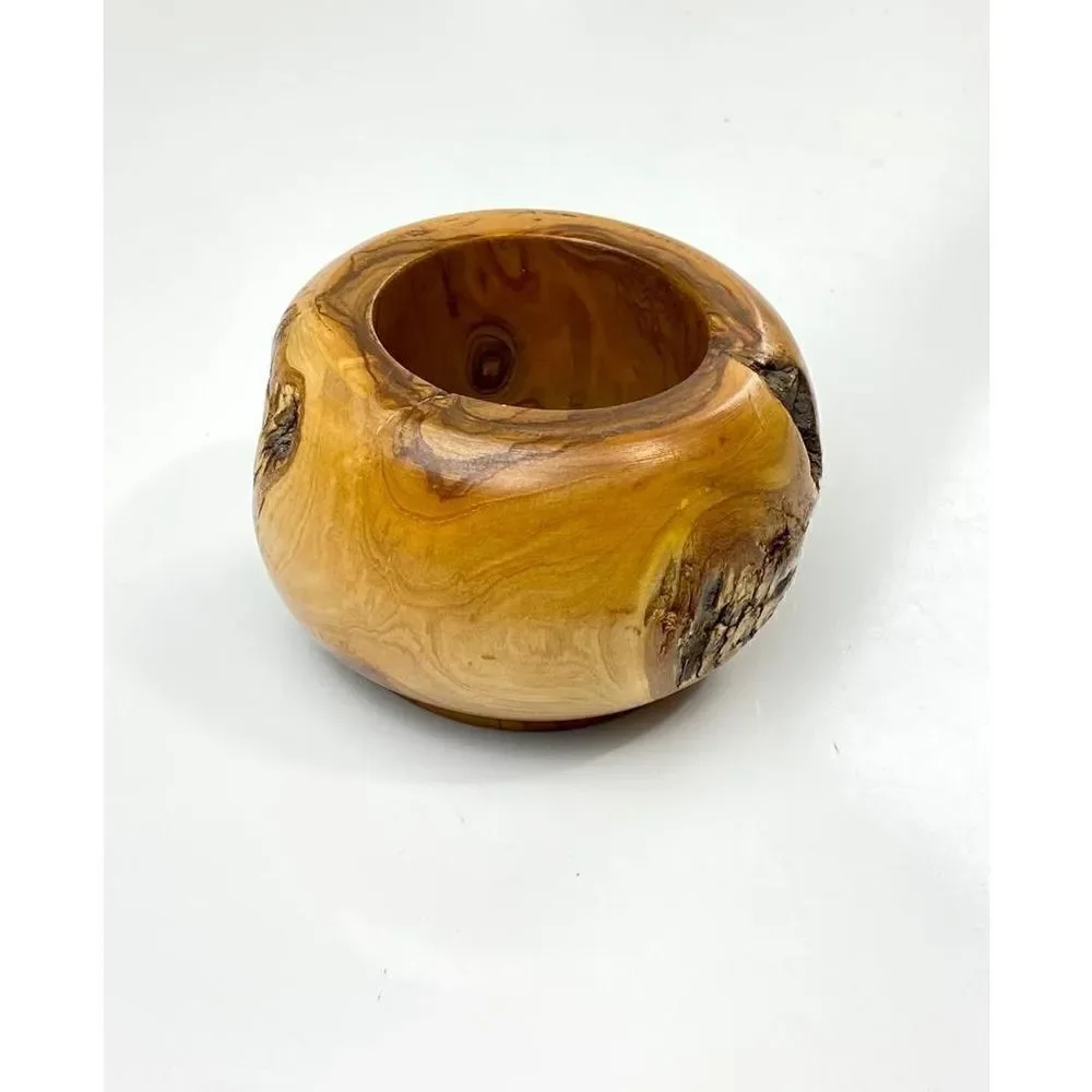 Vtg Walter Stahli Wood Carved Round Bowl Mid-Century Modern Rustic Switzerland D
